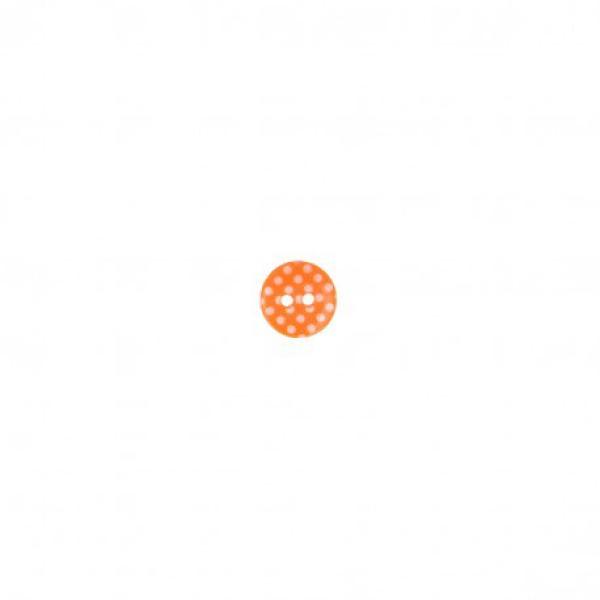 Kunststoffknopf in Orange mit Tupfen, 13 mm Durchmesser